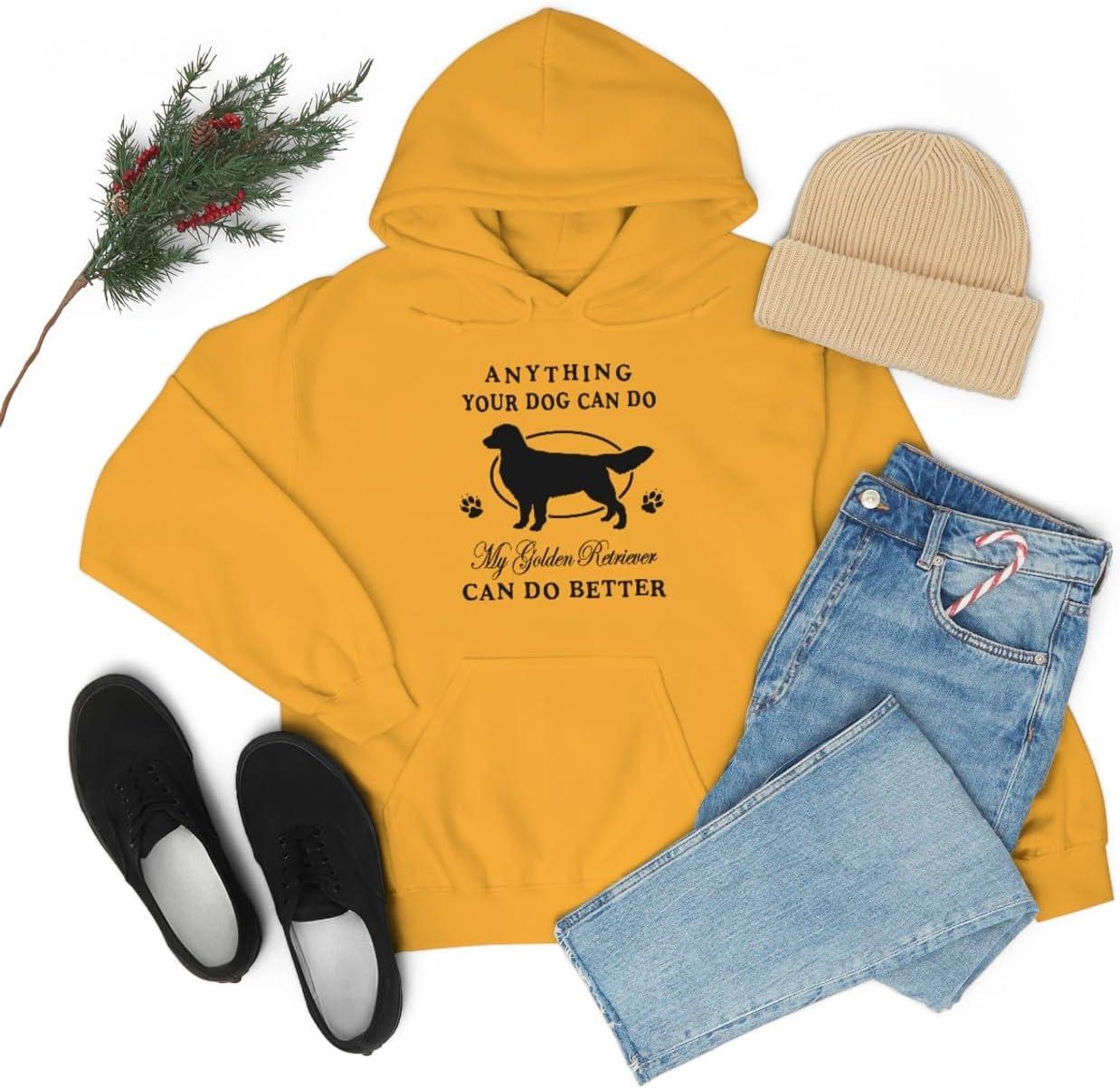 imageAnything Your Dog Can Do My Golden Retriever Can Do Better Hooded SweatshirtGold
