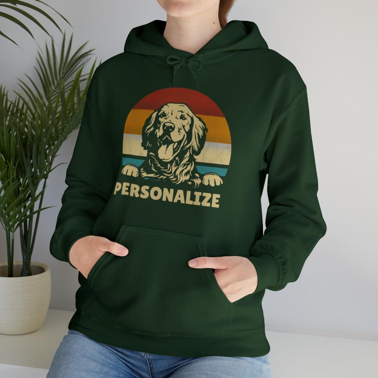 imageCustom Life Is Golden Golden Retriever Hooded SweatshirtForest Green