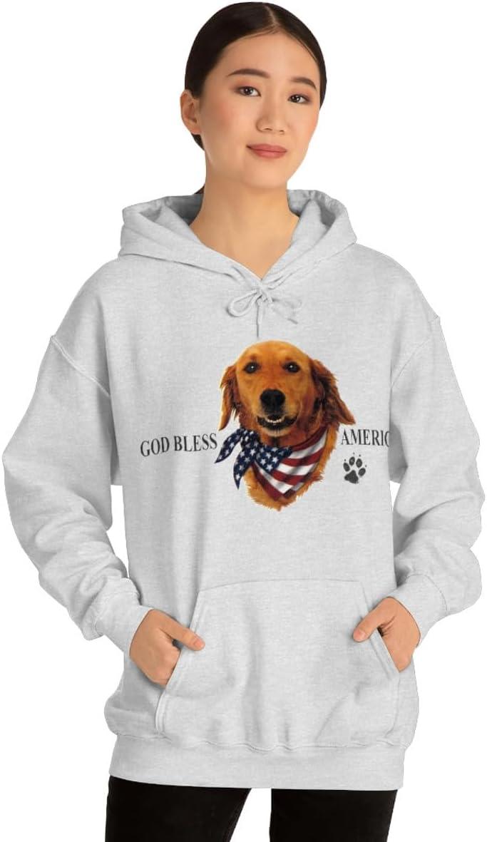 imageGolden Retriever God Bless America Hooded SweatshirtAsh
