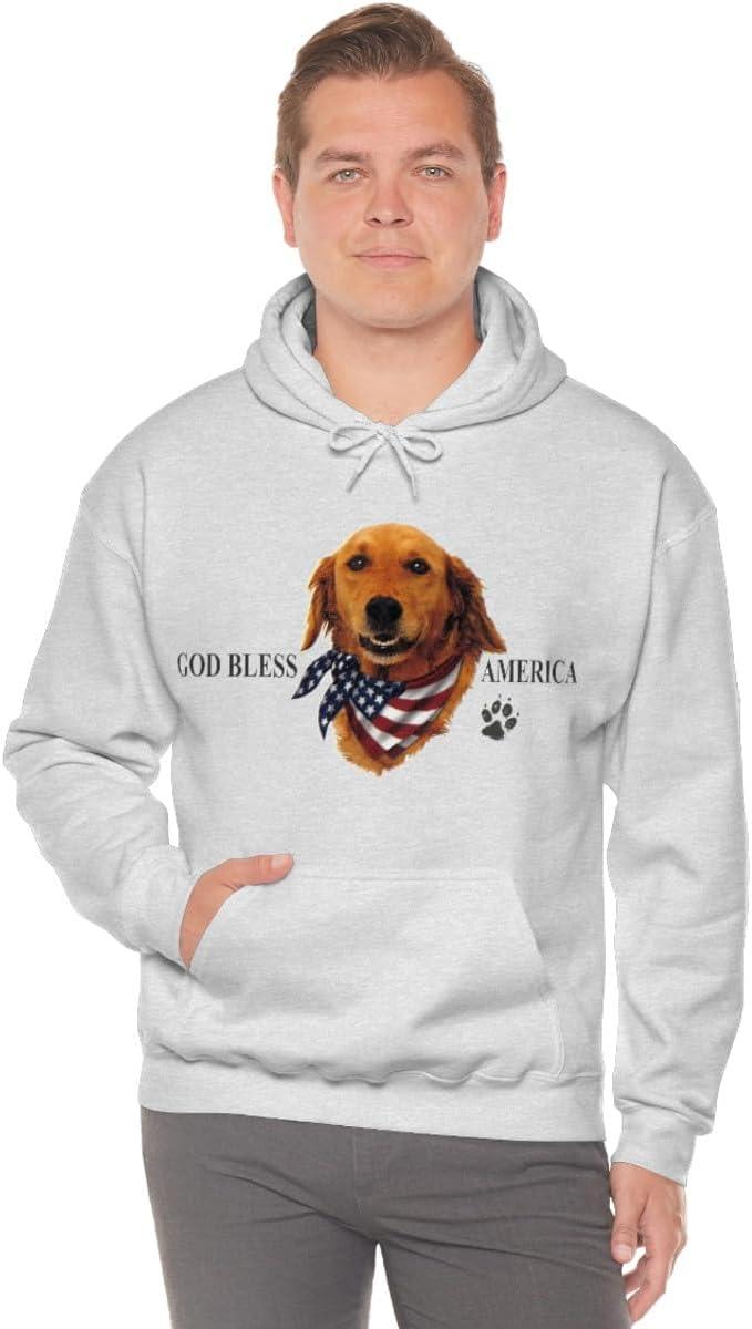 imageGolden Retriever God Bless America Hooded SweatshirtAsh