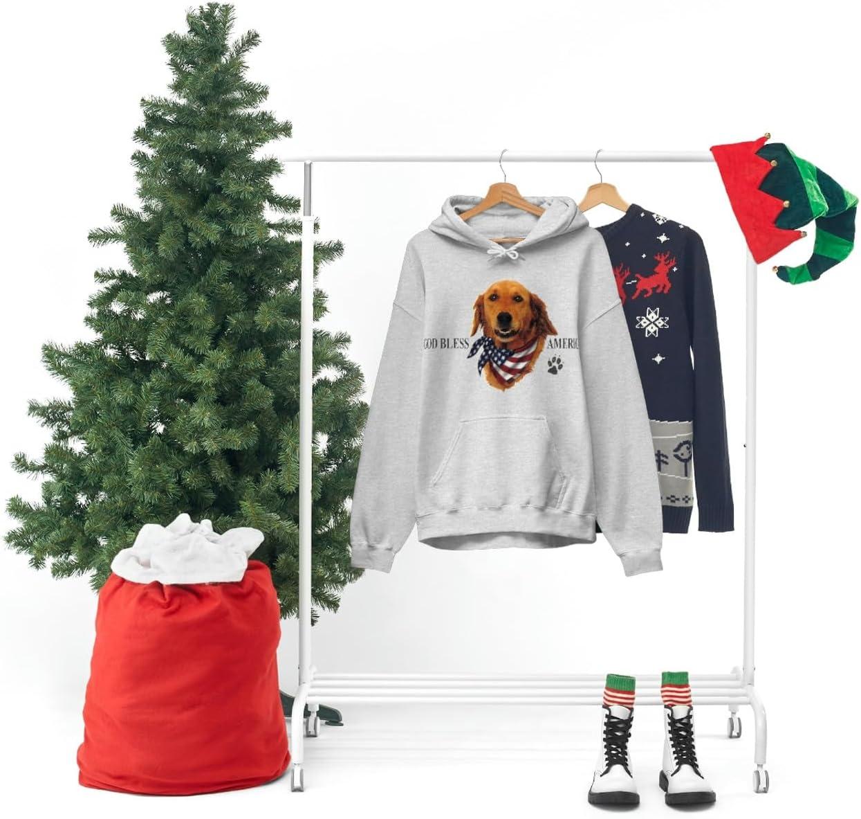 imageGolden Retriever God Bless America Hooded SweatshirtAsh