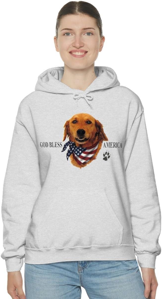 imageGolden Retriever God Bless America Hooded SweatshirtAsh