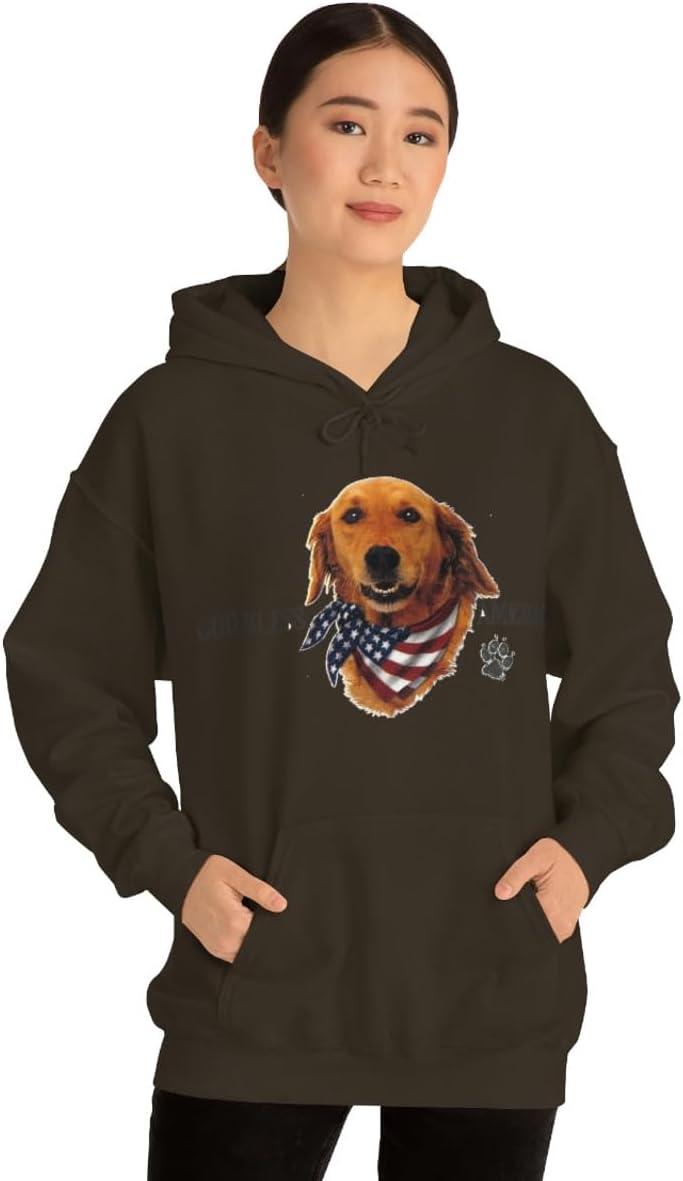 imageGolden Retriever God Bless America Hooded SweatshirtDark Chocolate