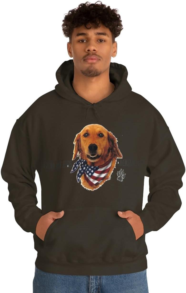 imageGolden Retriever God Bless America Hooded SweatshirtDark Chocolate