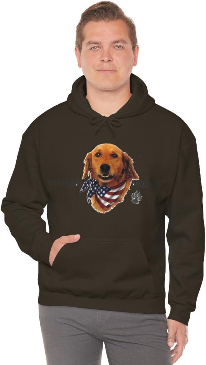 imageGolden Retriever God Bless America Hooded SweatshirtDark Chocolate