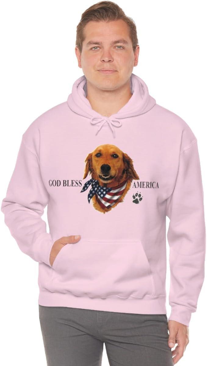 imageGolden Retriever God Bless America Hooded SweatshirtLight Pink