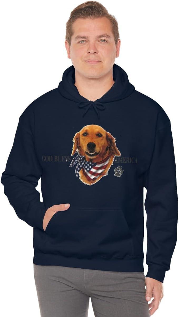 imageGolden Retriever God Bless America Hooded SweatshirtNavy