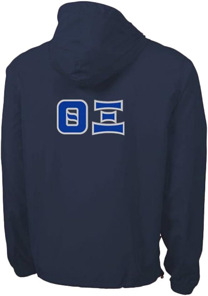 imageGreekgear Theta Xi Tackle Twill Lettered Pack N Go PulloverNavy Blue