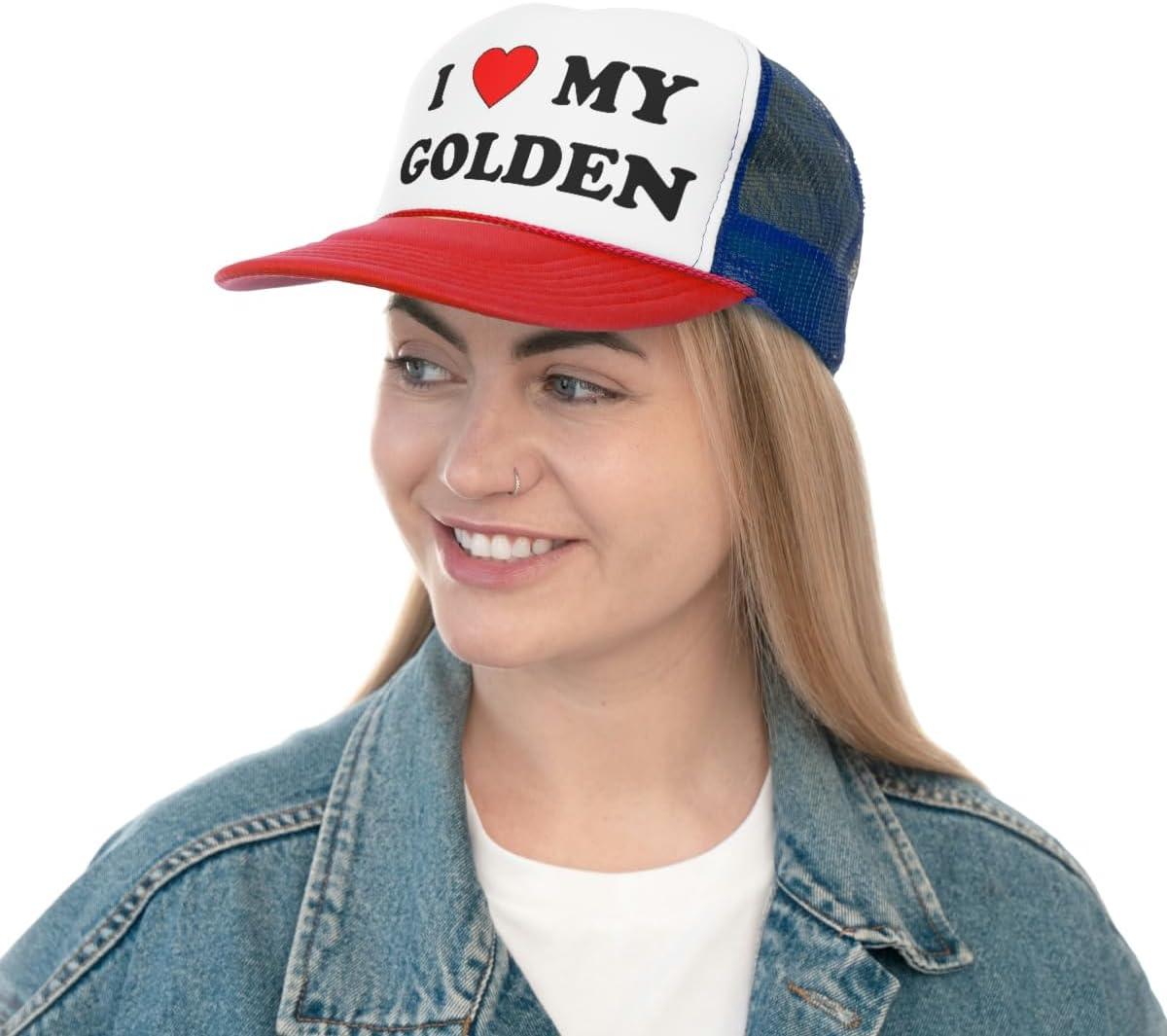 imageI Love My Golden Retriever Trucker CapsBlueRed