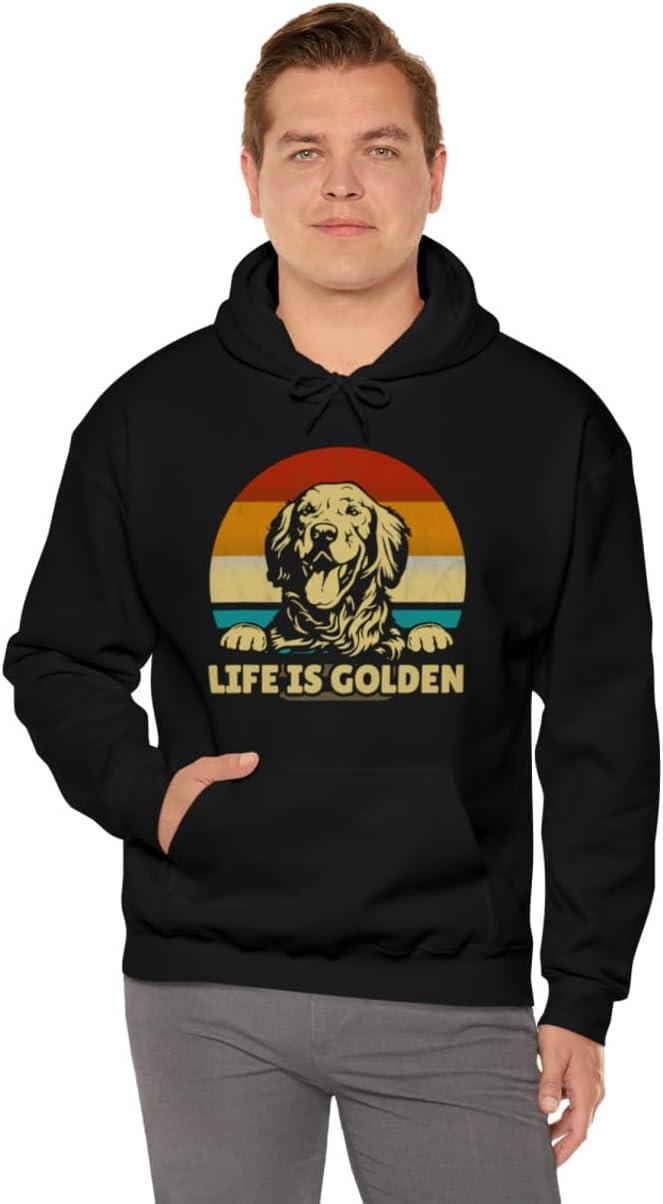 imageLife Is Golden Golden Retriever Hooded SweatshirtBlack