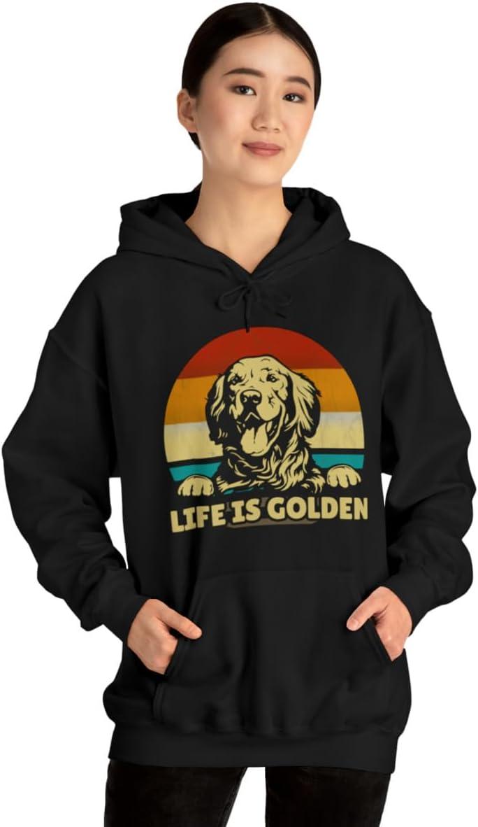 imageLife Is Golden Golden Retriever Hooded SweatshirtBlack