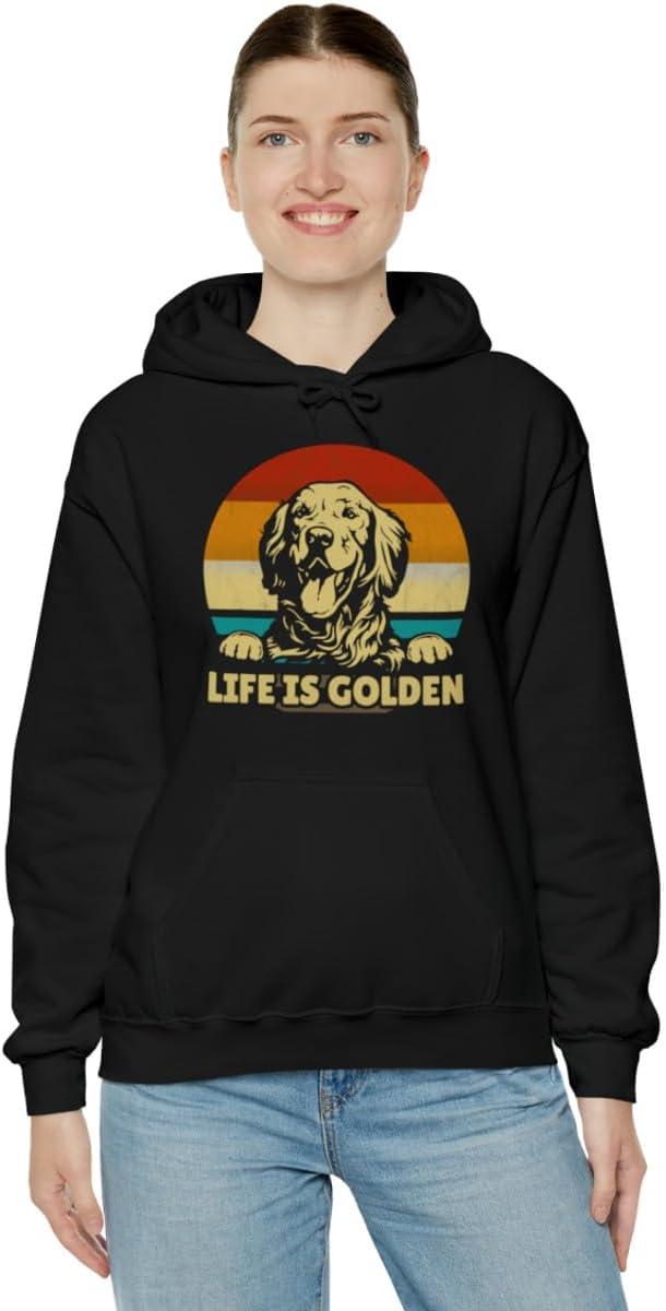 imageLife Is Golden Golden Retriever Hooded SweatshirtBlack