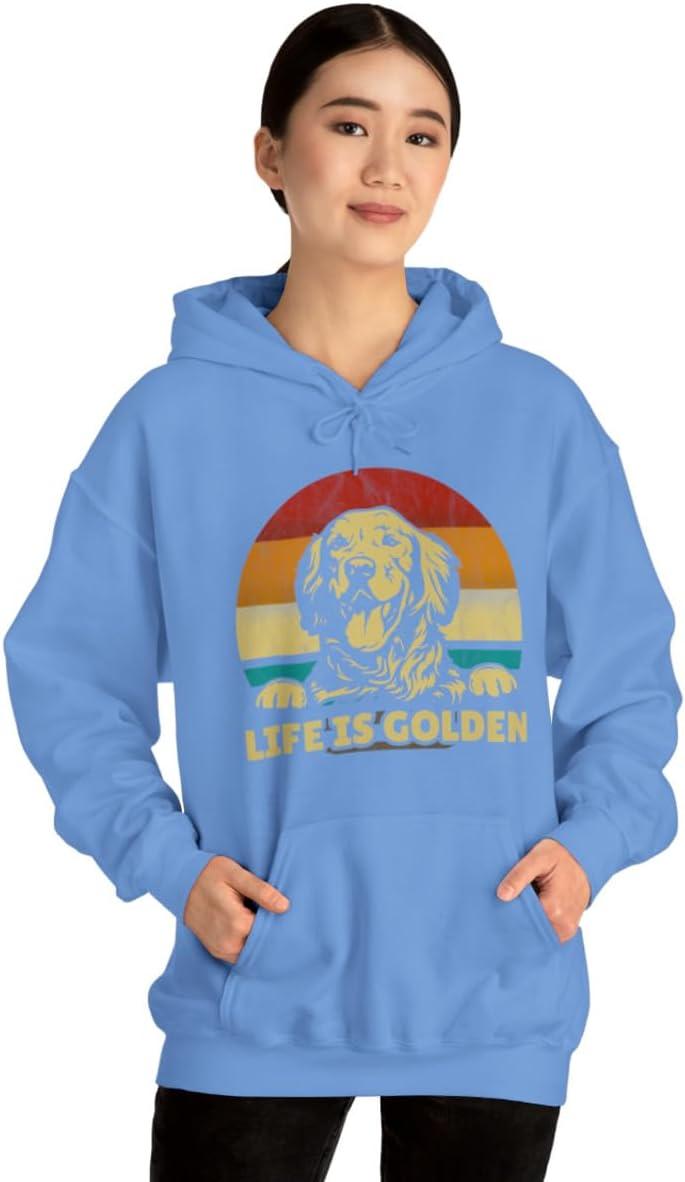 imageLife Is Golden Golden Retriever Hooded SweatshirtCarolina Blue