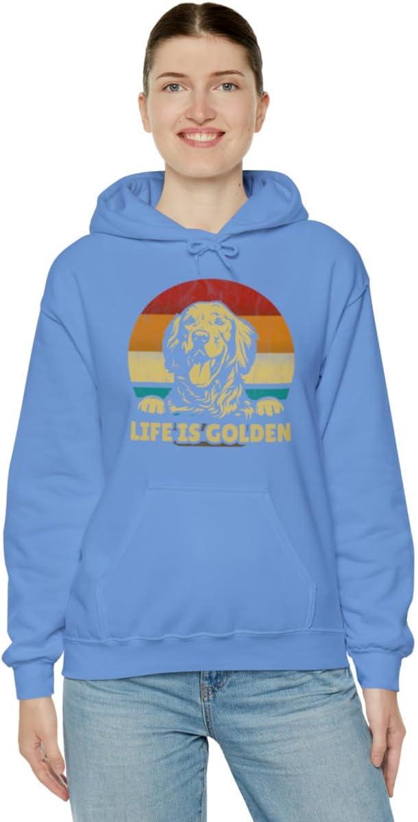 imageLife Is Golden Golden Retriever Hooded SweatshirtCarolina Blue