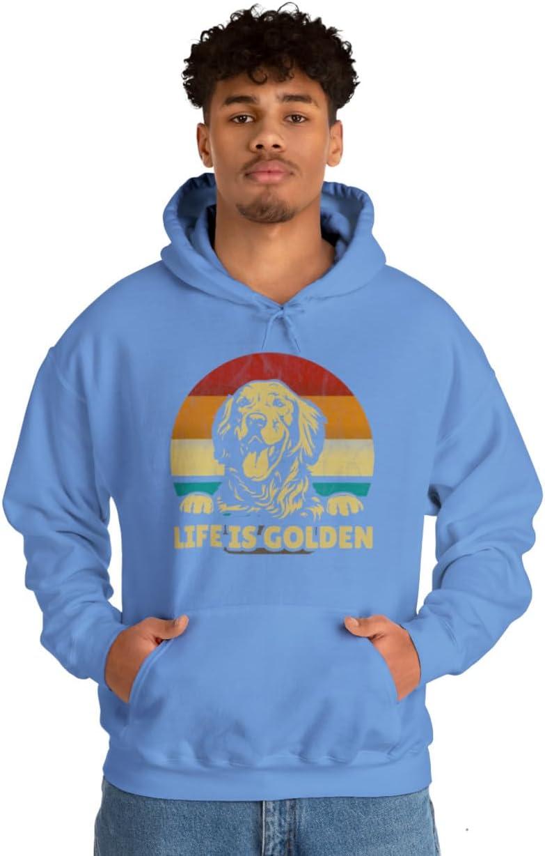 imageLife Is Golden Golden Retriever Hooded SweatshirtCarolina Blue