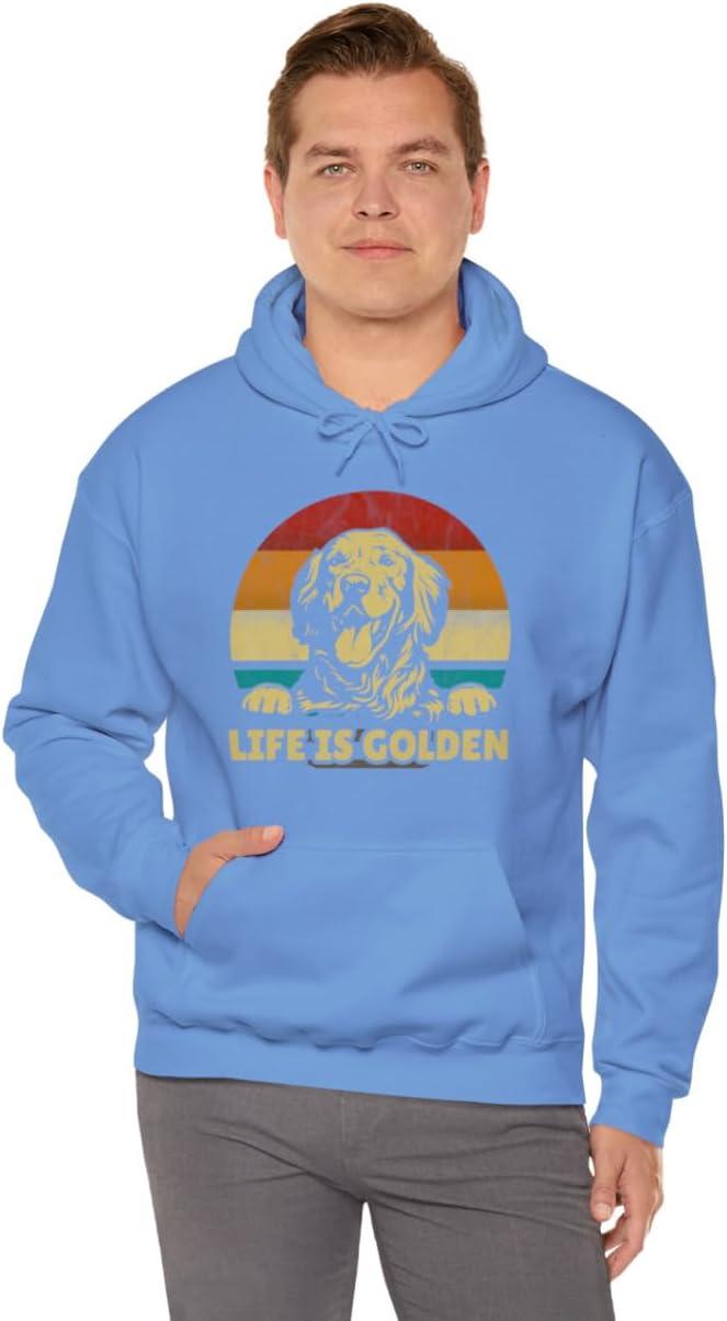 imageLife Is Golden Golden Retriever Hooded SweatshirtCarolina Blue