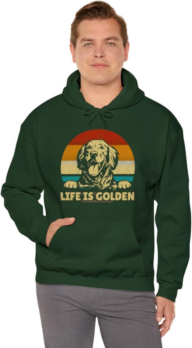 imageLife Is Golden Golden Retriever Hooded SweatshirtForest Green