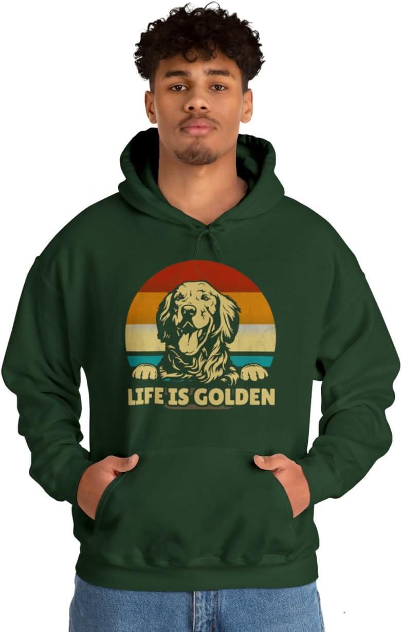 imageLife Is Golden Golden Retriever Hooded SweatshirtForest Green