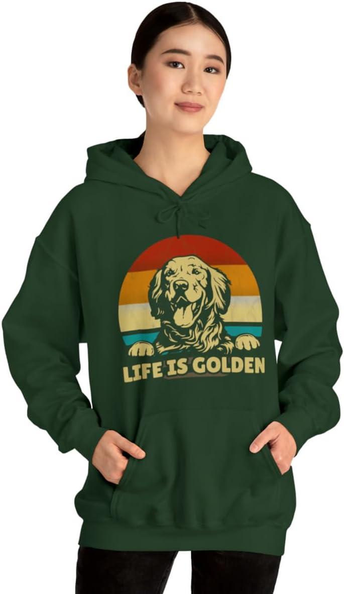 imageLife Is Golden Golden Retriever Hooded SweatshirtForest Green