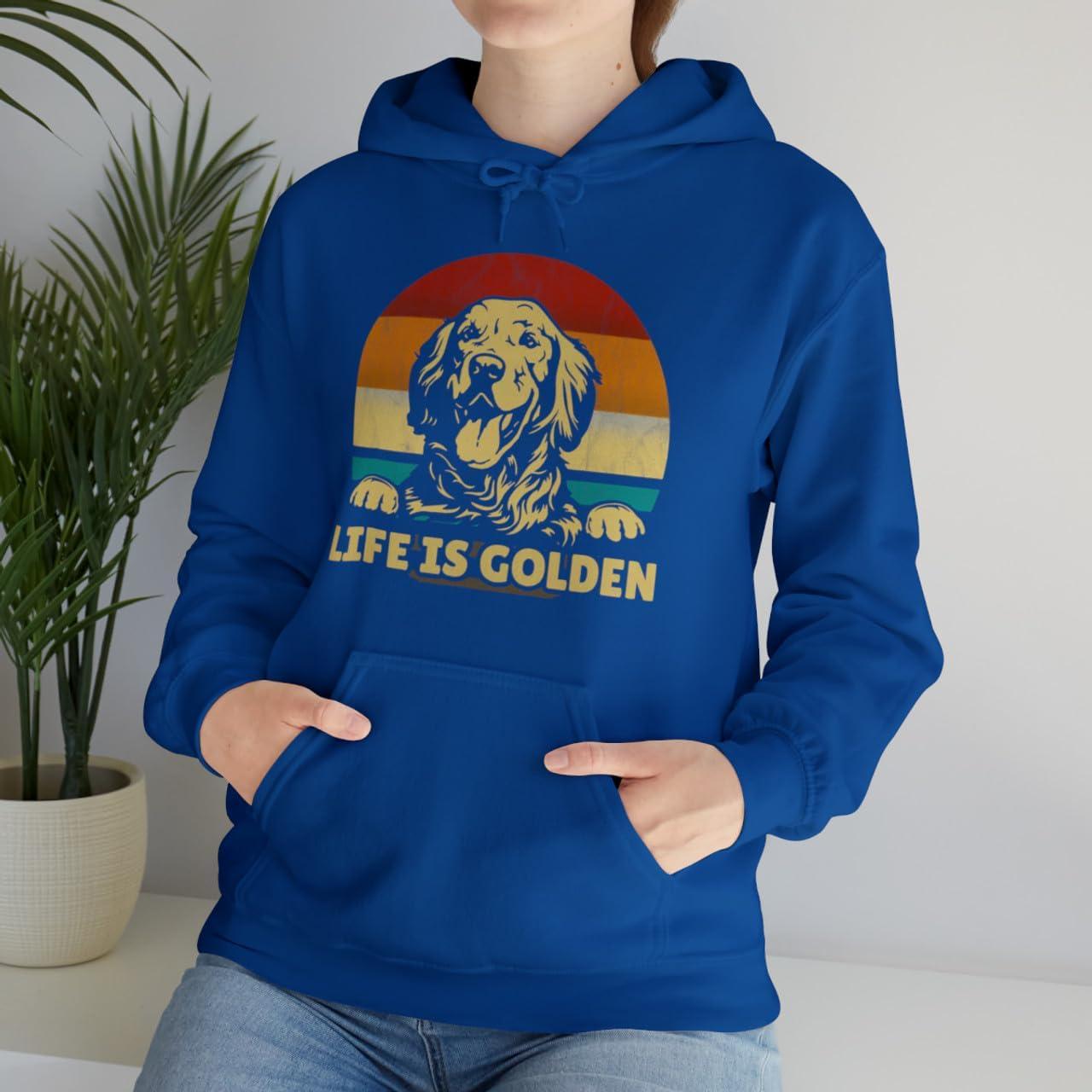 imageLife Is Golden Golden Retriever Hooded SweatshirtRoyal