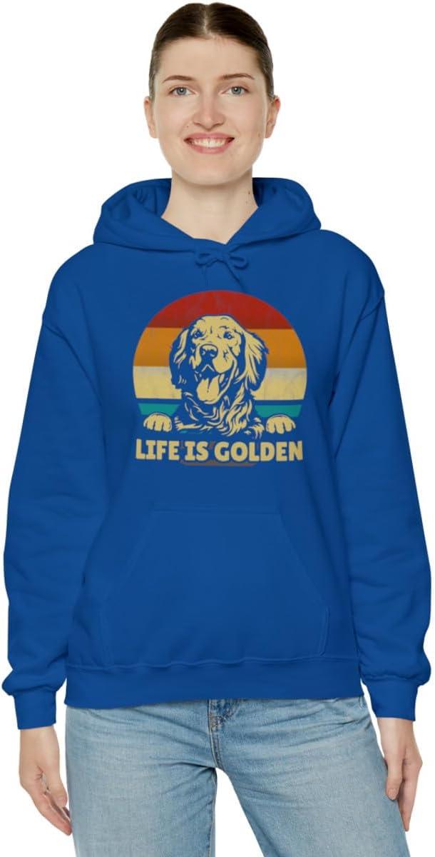 imageLife Is Golden Golden Retriever Hooded SweatshirtRoyal