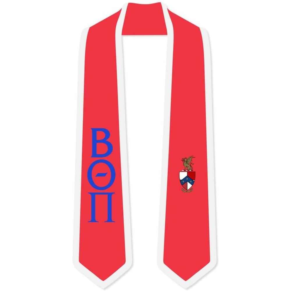 imageBeta Theta Pi Greek 2 Tone Lettered Graduation Sash StoleRed WWhite Trim