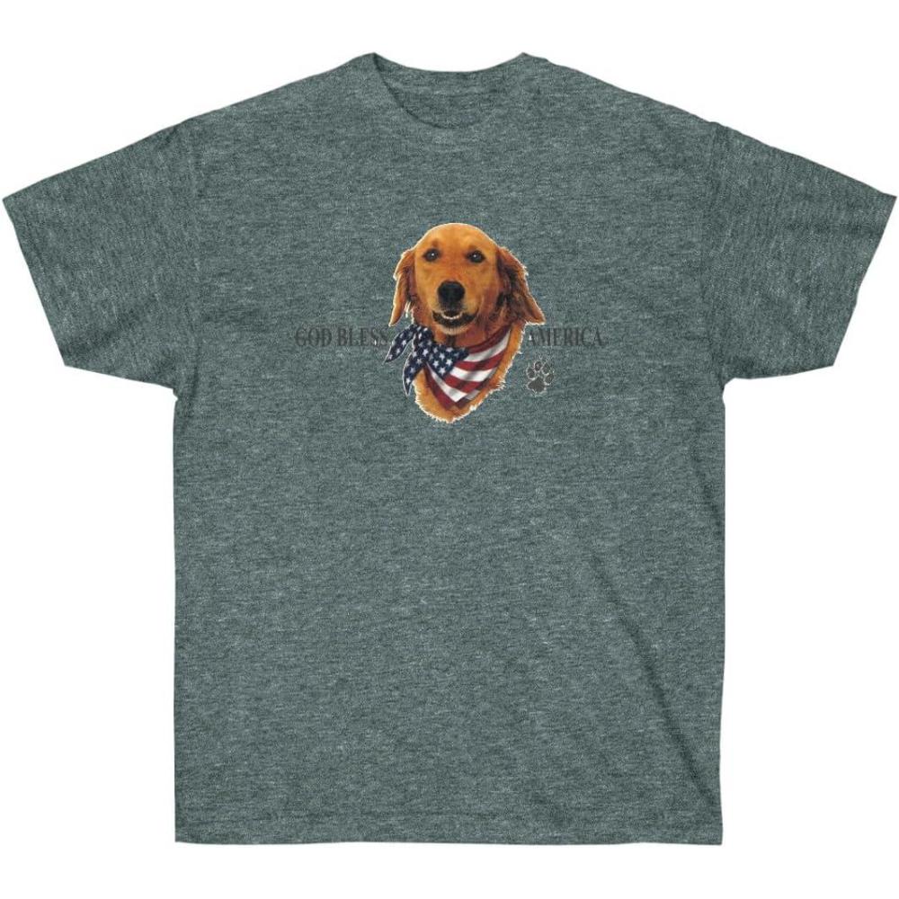 imageGod Bless America Golden Retriever TShirtsDark Heather