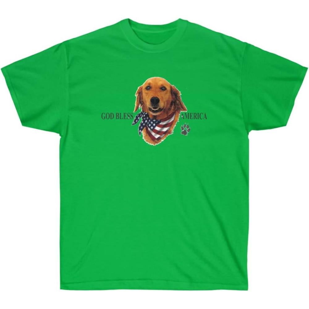 imageGod Bless America Golden Retriever TShirtsIrish Green