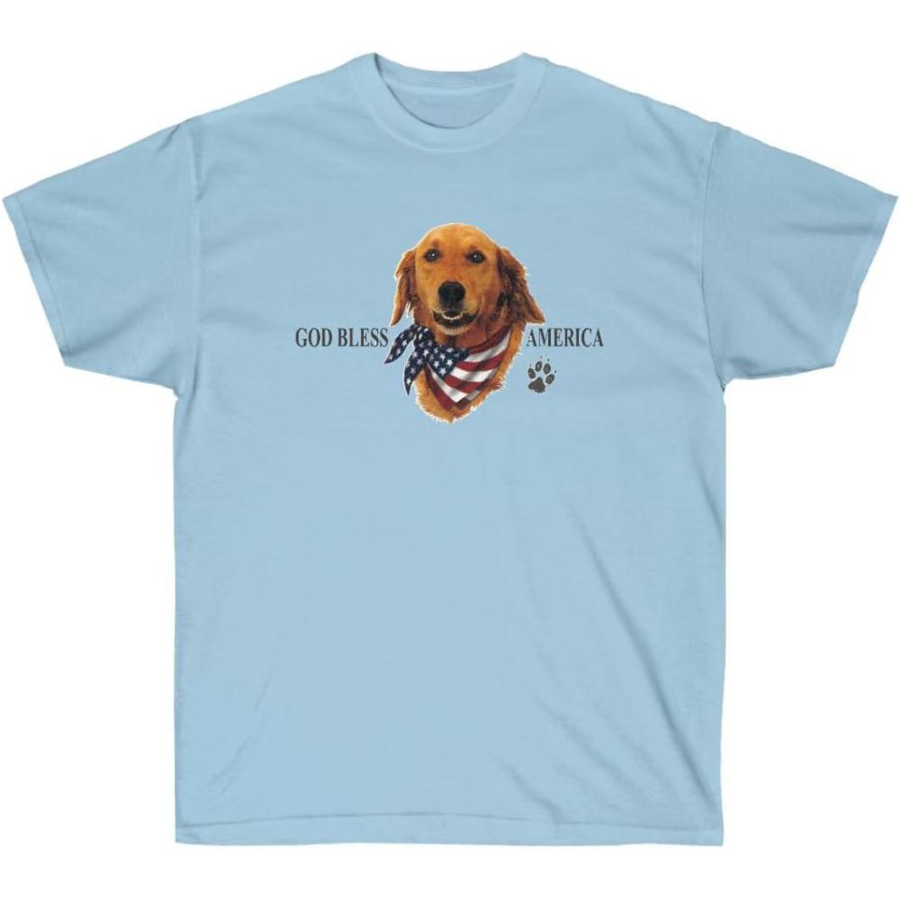 imageGod Bless America Golden Retriever TShirtsLight Blue
