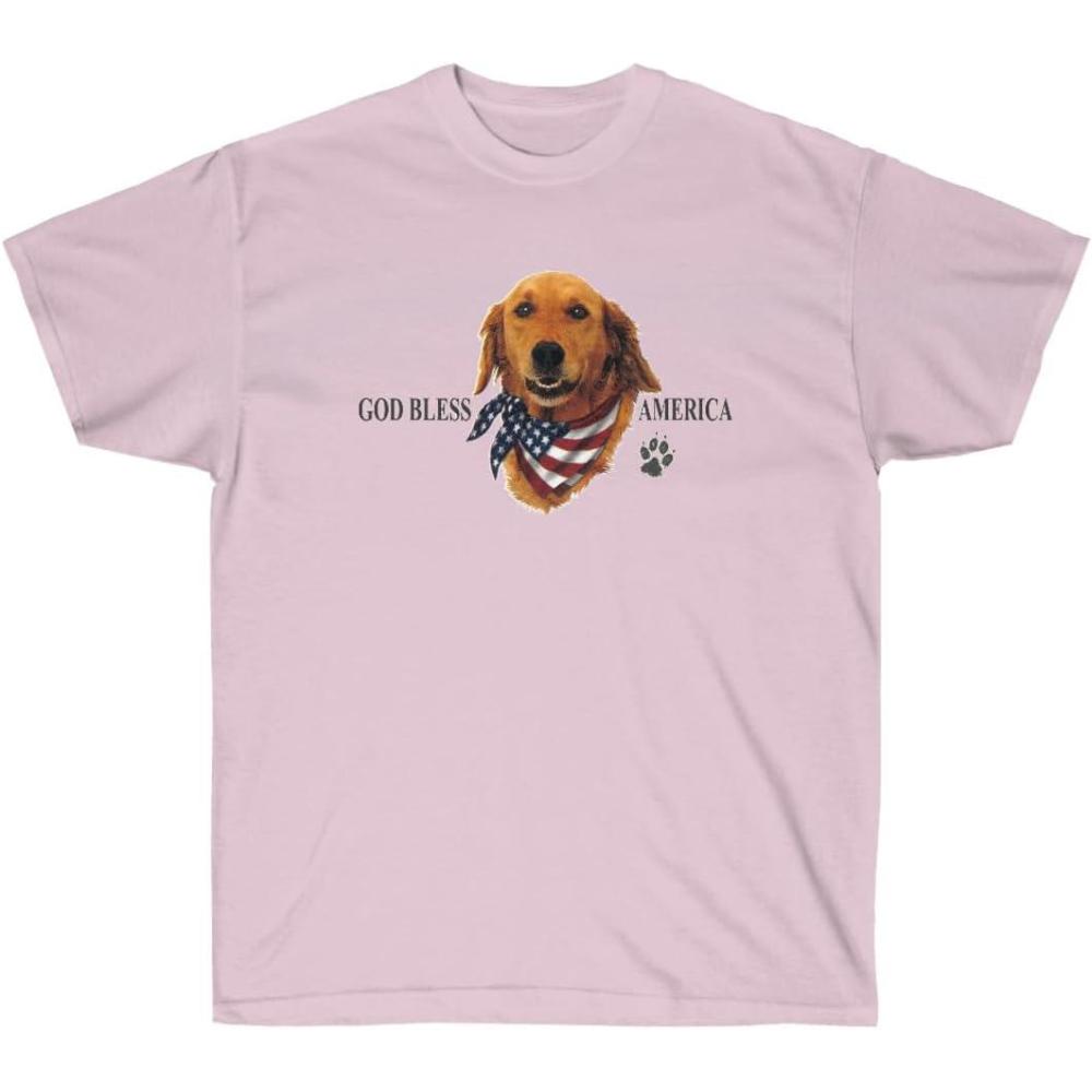 imageGod Bless America Golden Retriever TShirtsLight Pink
