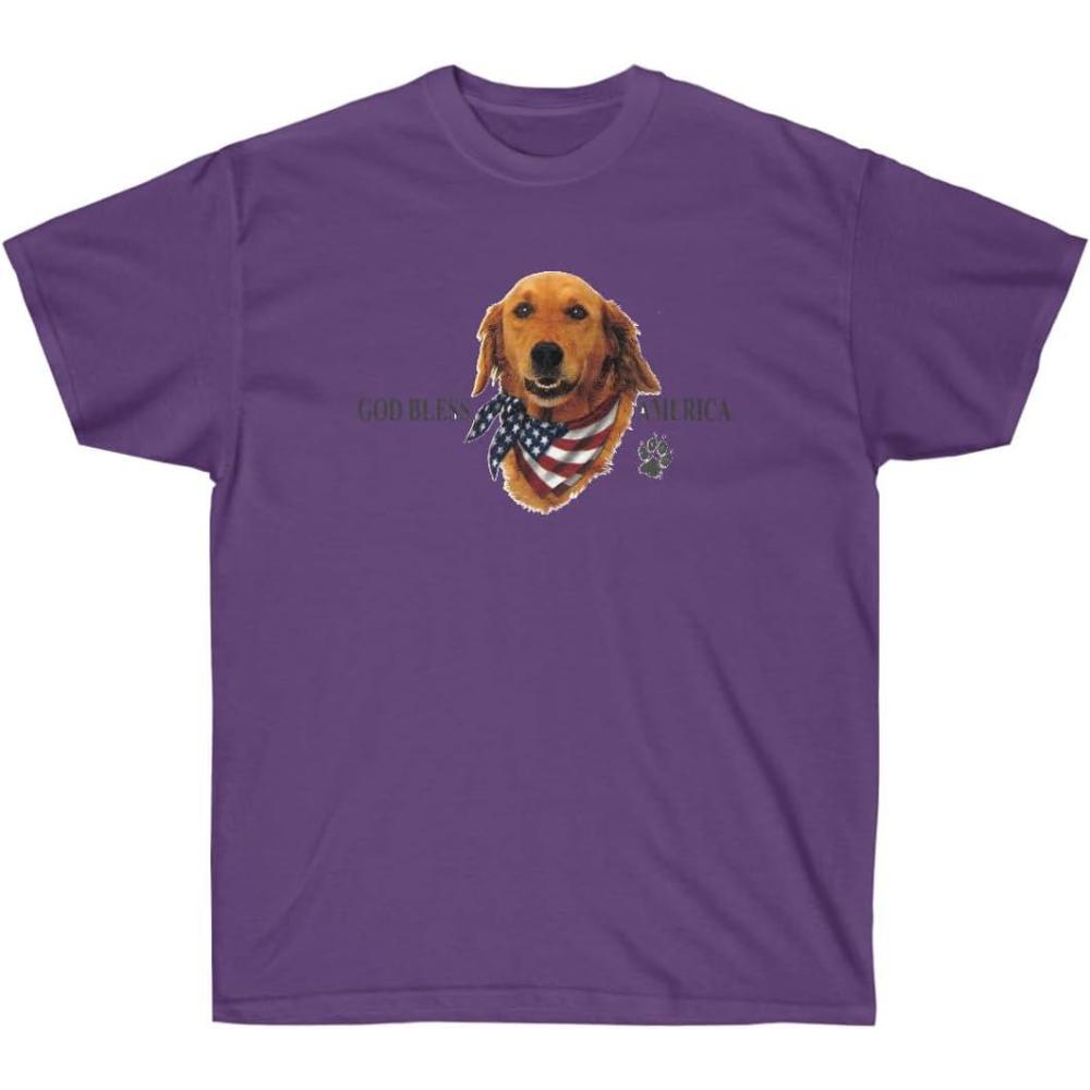 imageGod Bless America Golden Retriever TShirtsPurple