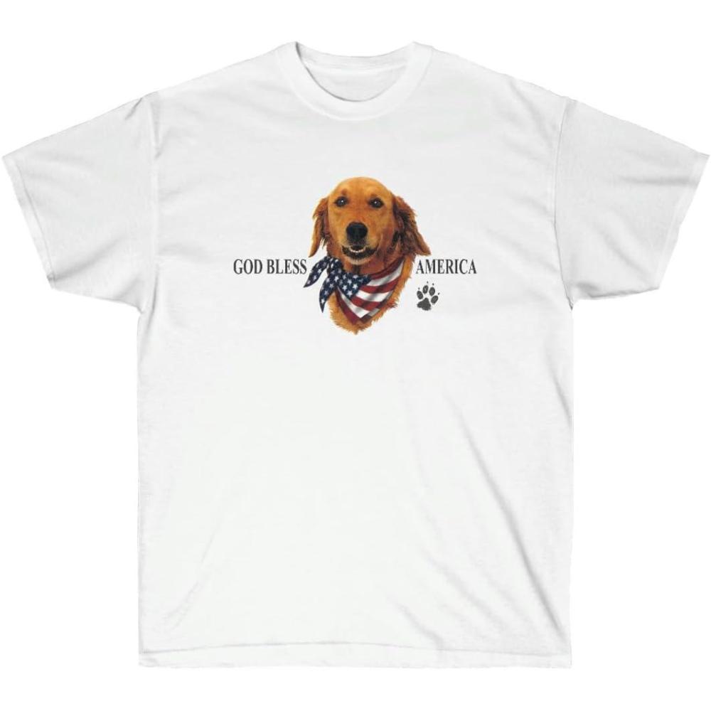imageGod Bless America Golden Retriever TShirtsWhite