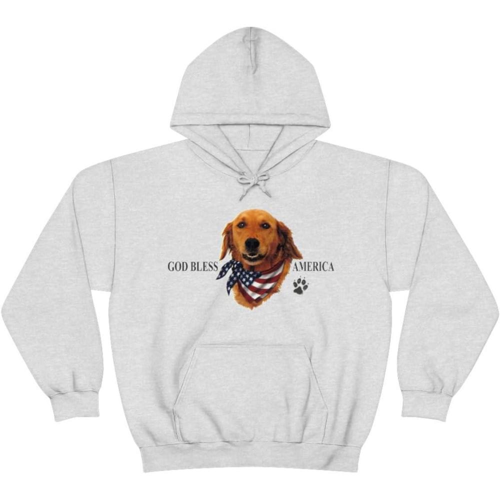 imageGolden Retriever God Bless America Hooded SweatshirtAsh
