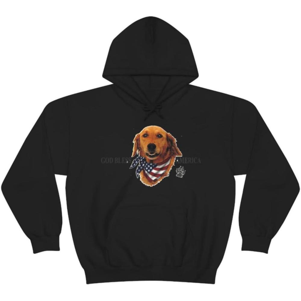 imageGolden Retriever God Bless America Hooded SweatshirtBlack