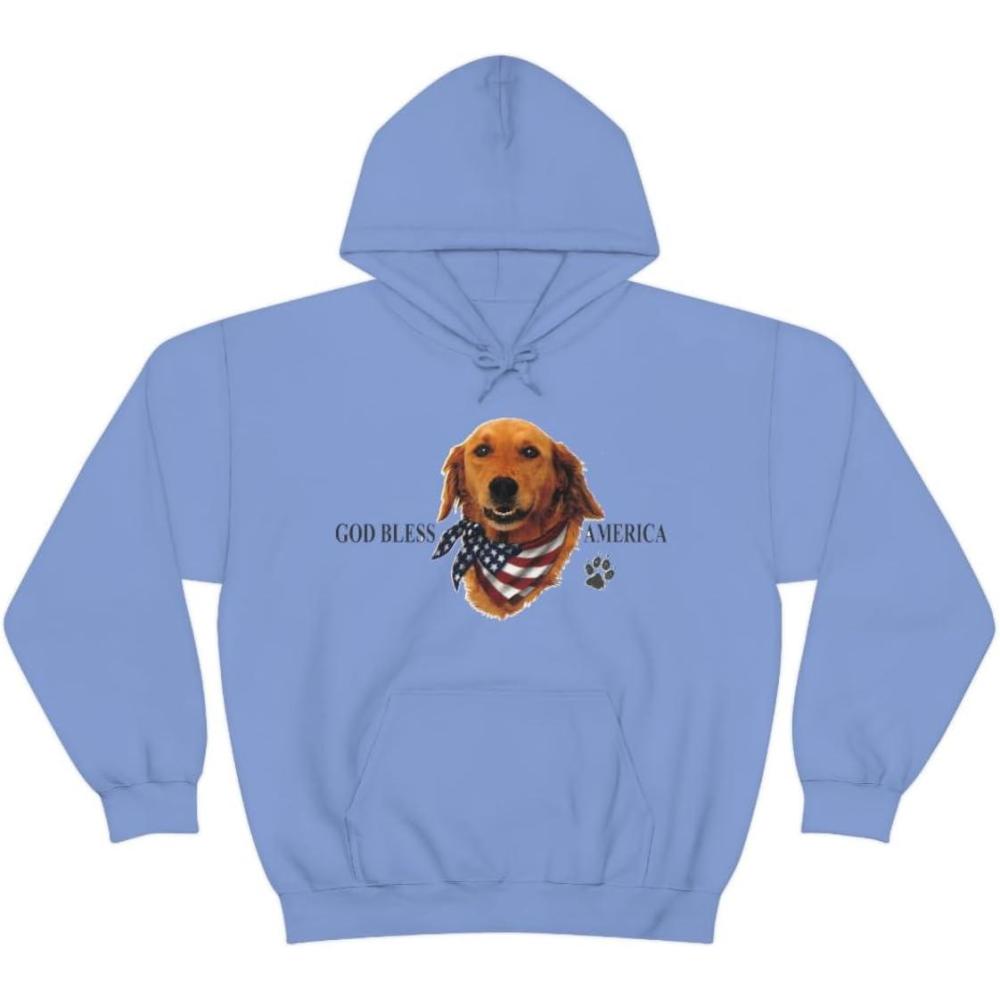 imageGolden Retriever God Bless America Hooded SweatshirtCarolina Blue