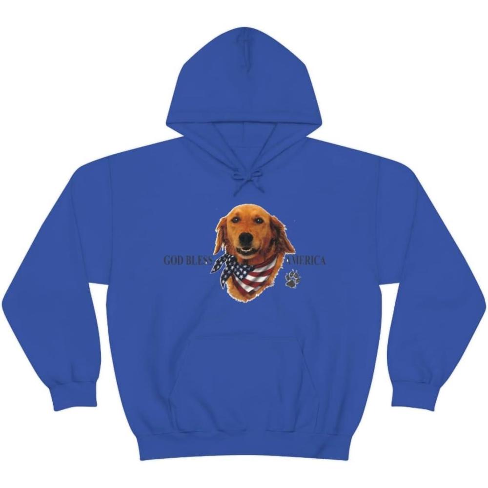 imageGolden Retriever  God Bless America Hooded SweatshirtRoyal