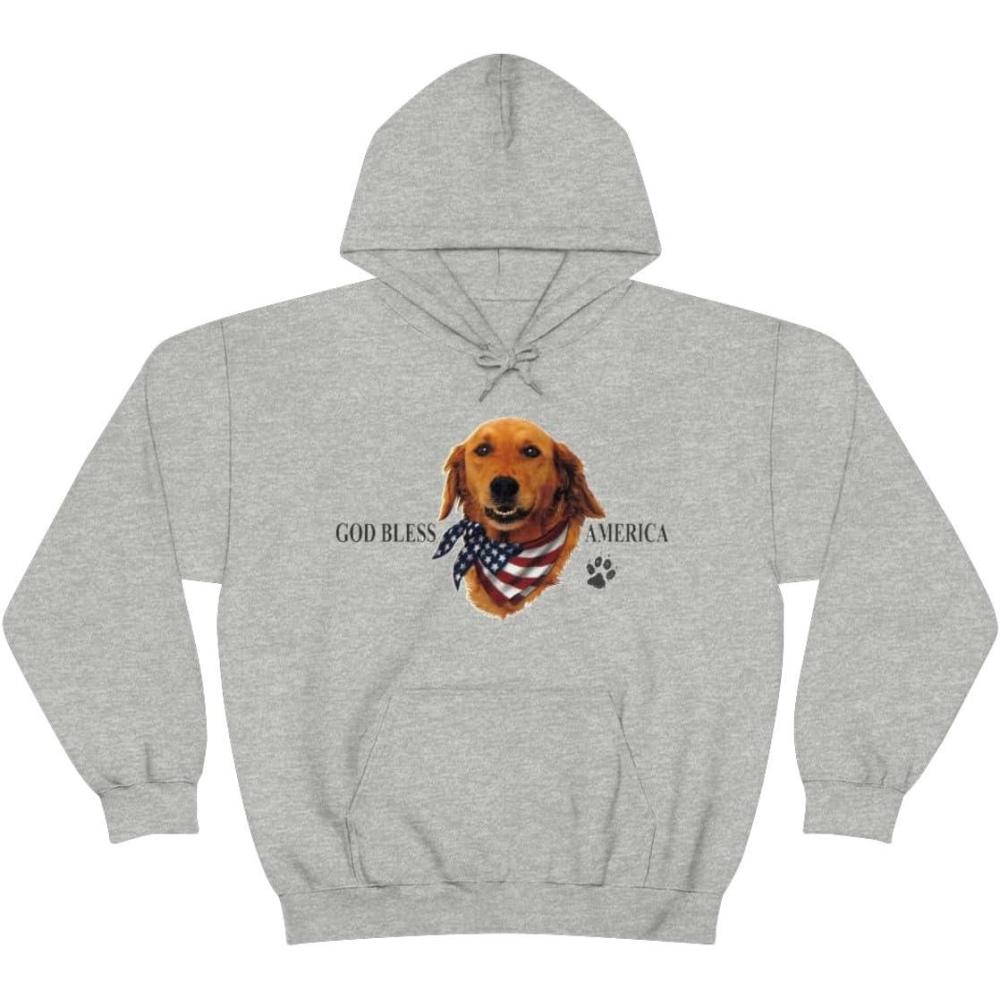 imageGolden Retriever  God Bless America Hooded SweatshirtSport Grey