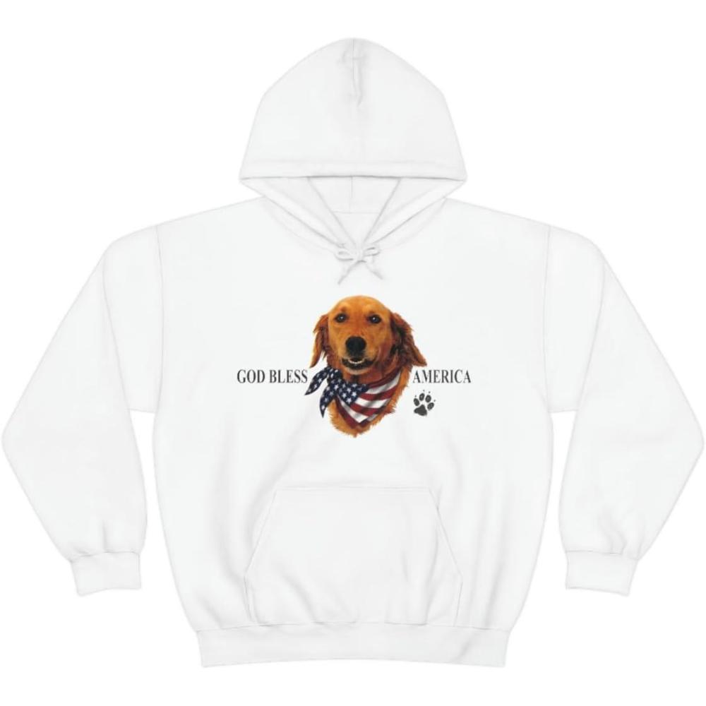 imageGolden Retriever  God Bless America Hooded SweatshirtWhite
