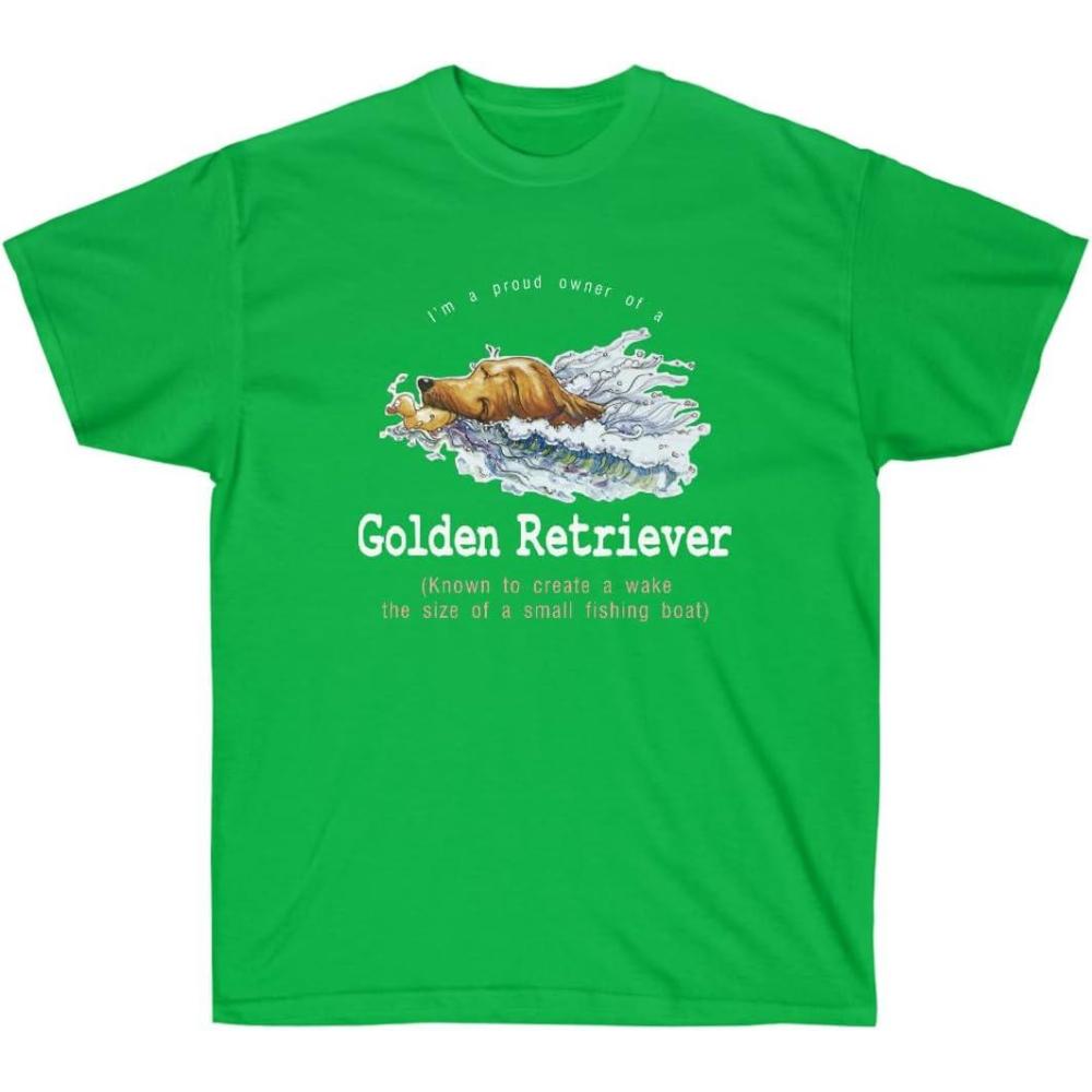 imageGolden Retriever Small Wake TShirt  Golden Retriever TShirtsIrish Green