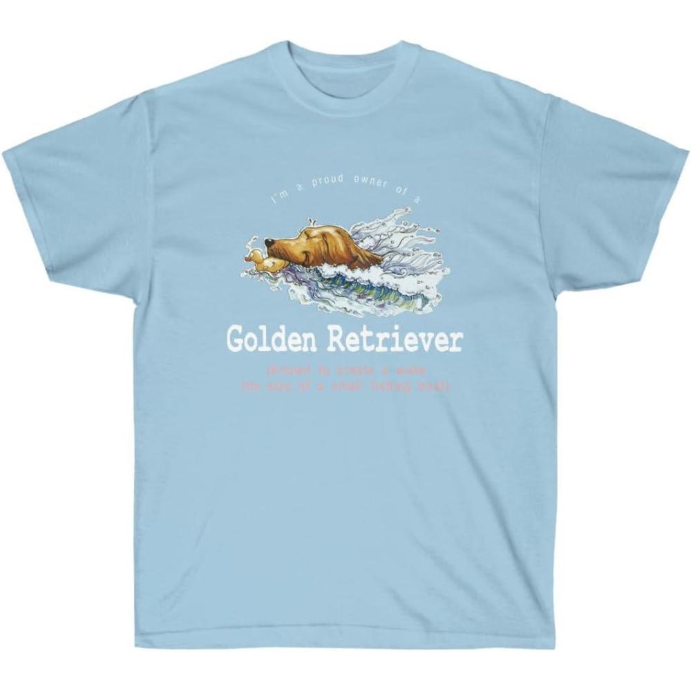 imageGolden Retriever Small Wake TShirt Golden Retriever TShirtsLight Blue