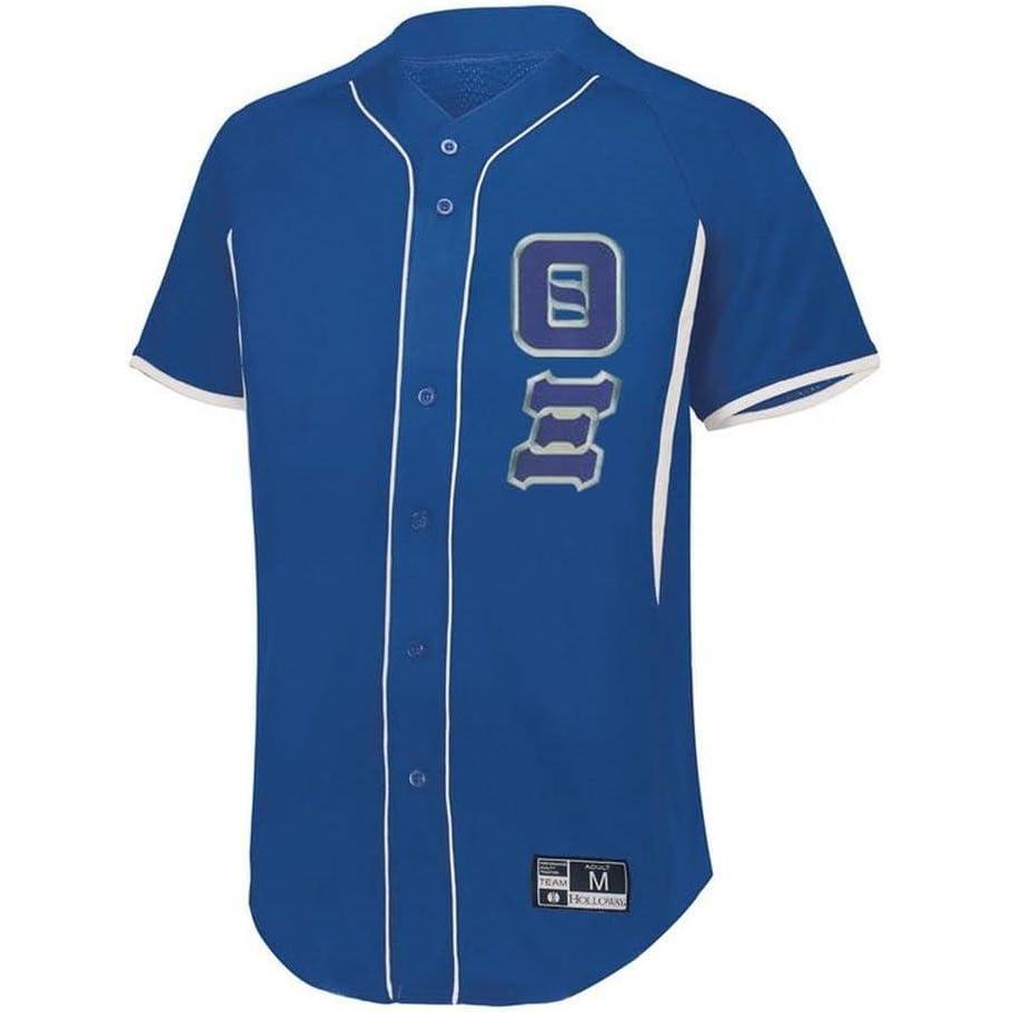 imageGreekgear Theta Xi Lettered Baseball JerseyRoyalWhite