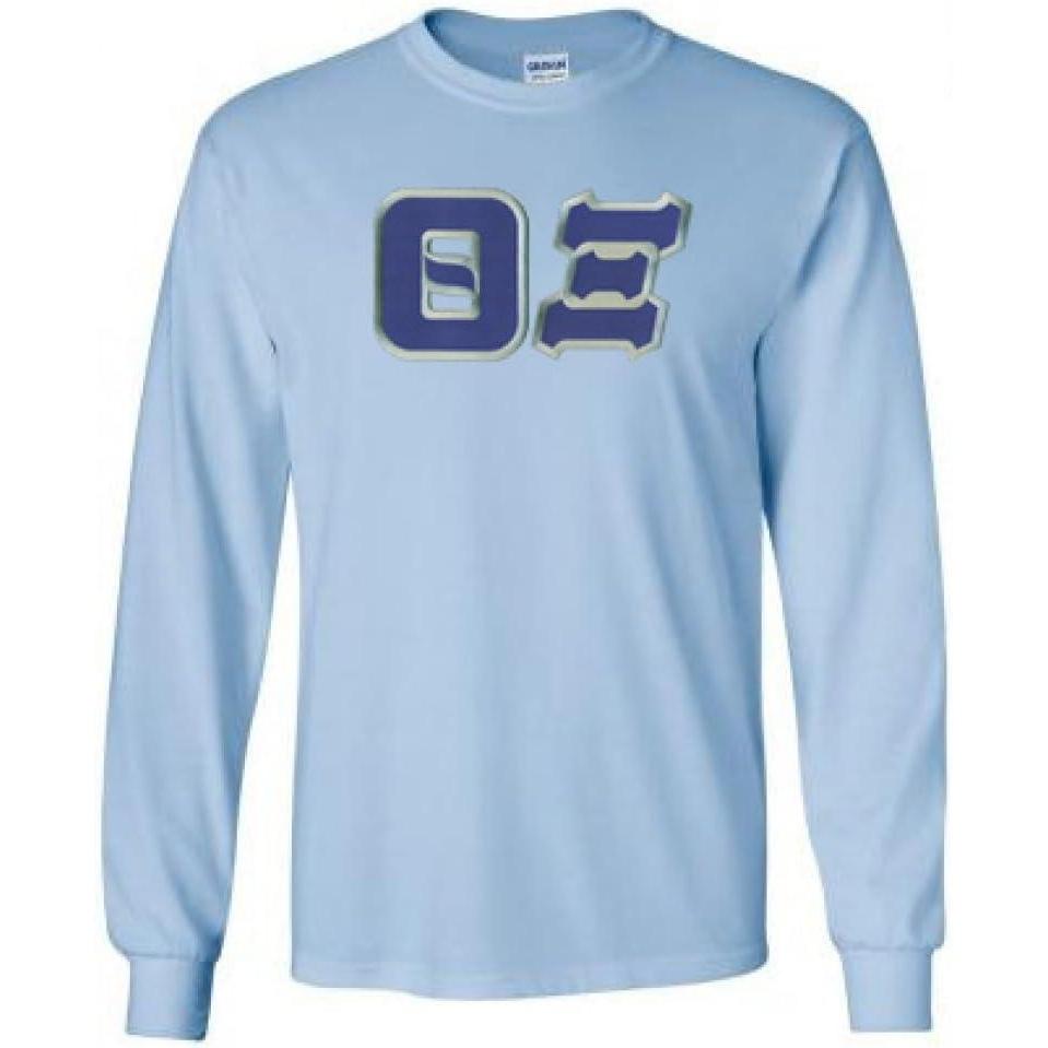 imageGreekgear Theta Xi Lettered Long Sleeve TeeLight Blue