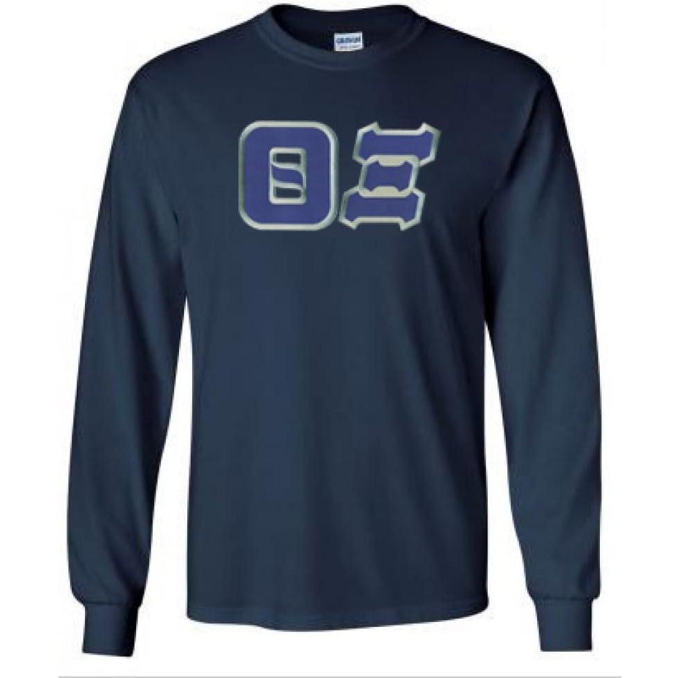 imageGreekgear Theta Xi Lettered Long Sleeve TeeNavy Blue