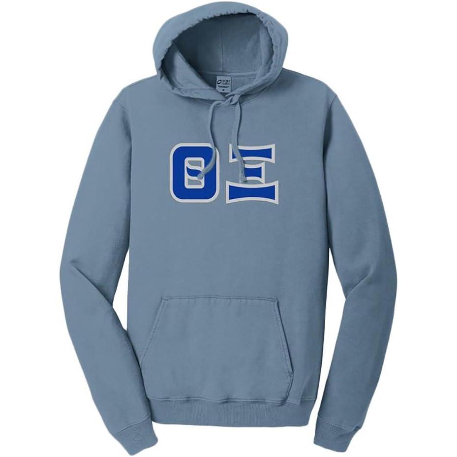 imageGreekgear Theta Xi PigmentDyed Lettered Hooded SweatshirtMist