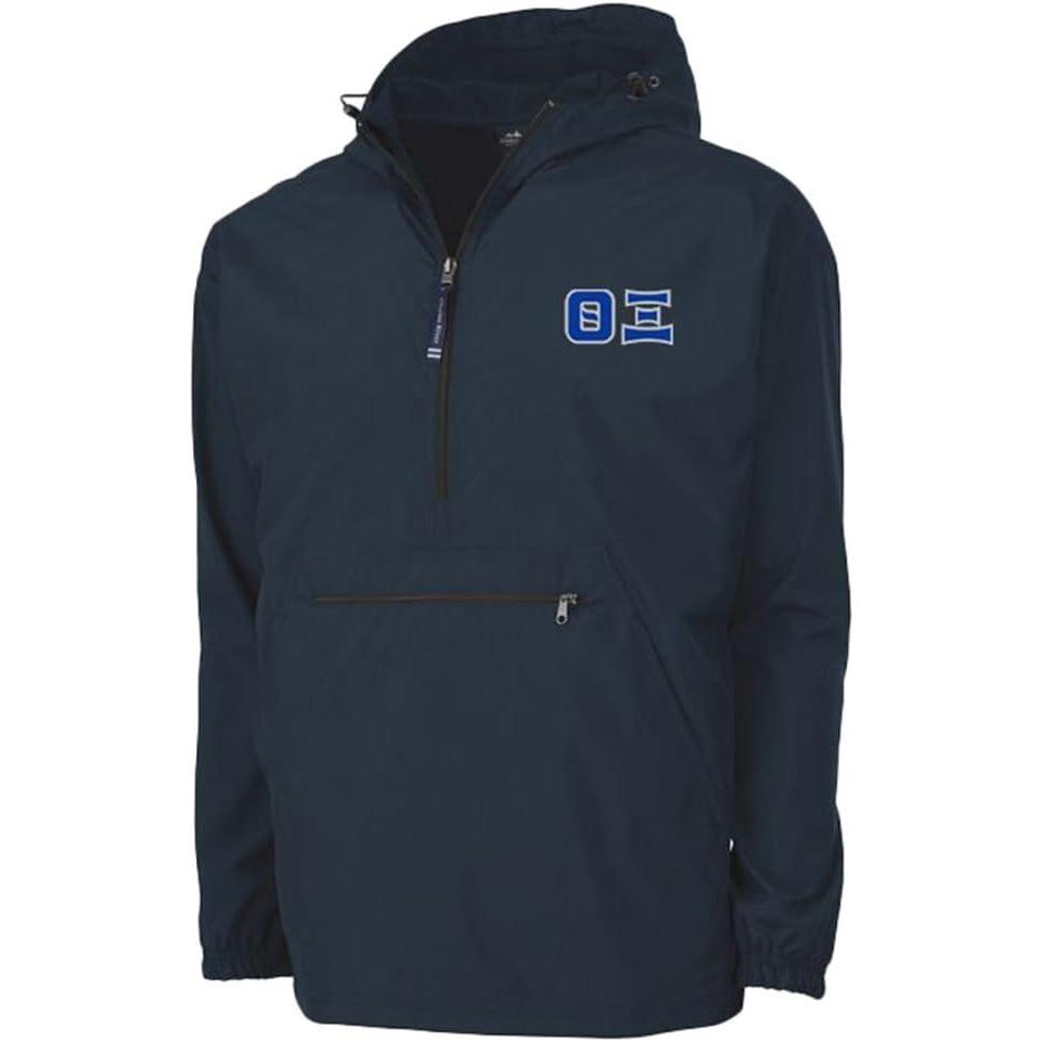 imageGreekgear Theta Xi Tackle Twill Lettered Pack N Go PulloverNavy Blue