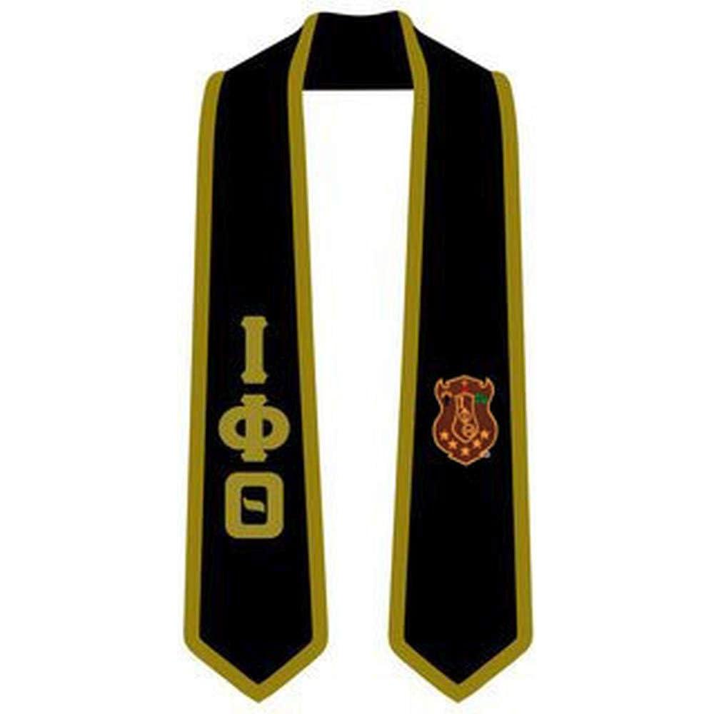 imageIota Phi Theta Greek 2 Tone Lettered Graduation Sash StoleBlack WOld Gold Trim