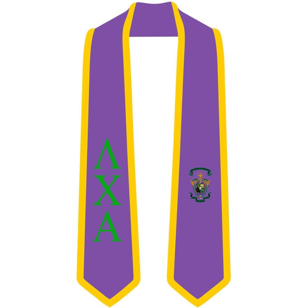 imageLambda Chi Alpha Greek 2 Tone Lettered Graduation Sash StolePurple WAthletic Gold Trim