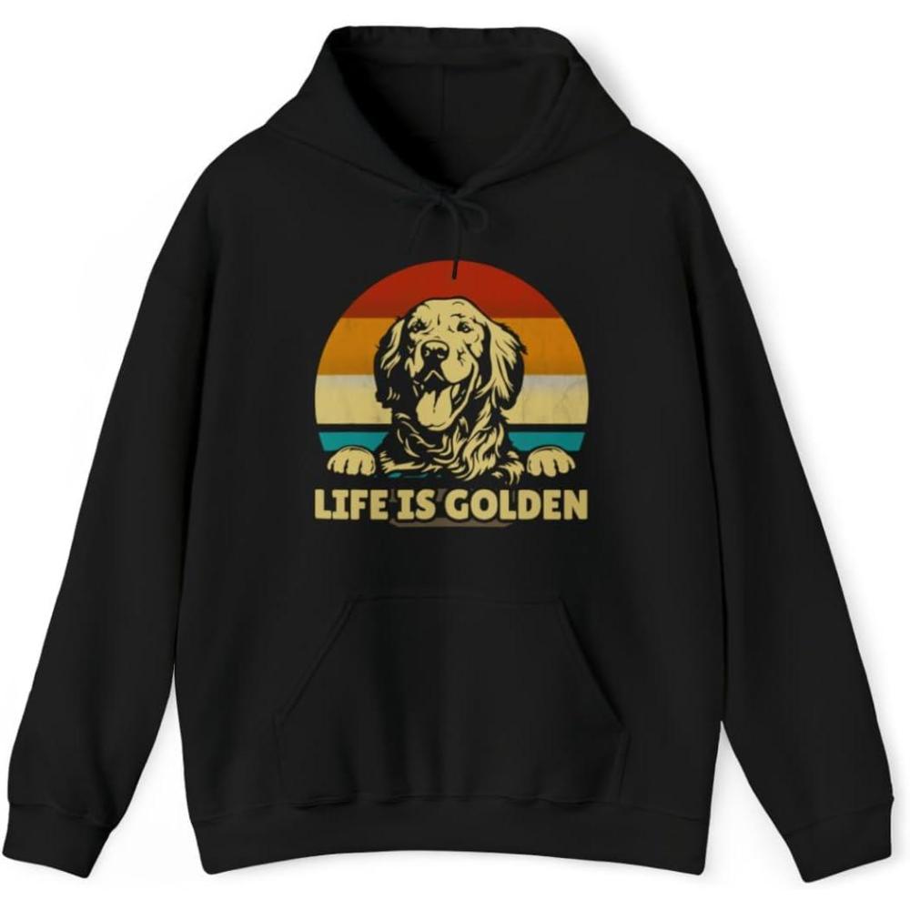 imageLife Is Golden Golden Retriever Hooded SweatshirtBlack