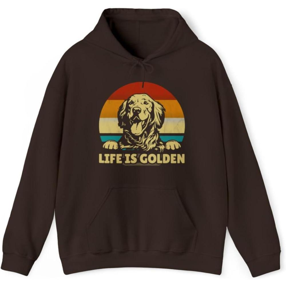 imageLife Is Golden Golden Retriever Hooded SweatshirtDark Chocolate