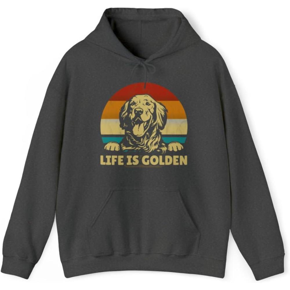 imageLife Is Golden Golden Retriever Hooded SweatshirtDark Heather